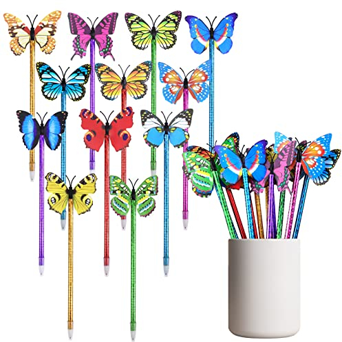 DIBALIYI 24 Stück Butterfly Gelschreiber, 0,5 mm Kugelschreiber Gel-Tintenroller,Blauer Gelstift für Schule, Büro, Zuhause, Party, Geschenk