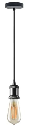 LEDSone E27 Pendant Light Fitting Black Metal Lamp Holder | with 95cm Adjustable Cable & Ceiling Rose Industrial Hanging Light