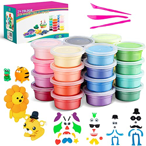 COOZI Modelliermasse für Kinder – Magischer Ton für Kinder, ungiftig und sicher zu verwenden | Bestes Geschenk oder Geschenk für Kinder | Spaß & pädagogisches DIY Kunst und Handwerk Trockener Ton