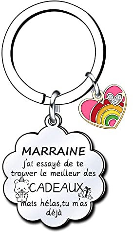 LKJHGF Cadeau de Marraine Porte-clés de de Femme,Cadeau de fête des mères,Femmes au foyer,Cadeaux d'anniversaire,Cadeaux de Famille,Cadeaux de Noël (marraine)