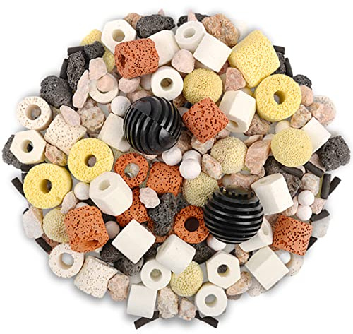 Yamibobo Aquarium Filtermedien Biokugeln Keramikringe Set, 12 in 1 Aquarium Filtermedien, Bakterienhaus für Aquarium und Teich, Filterzubehör 500g/1.1lb