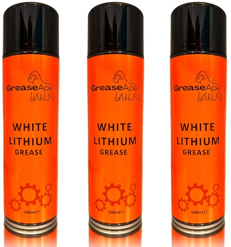 GreaseApe White Lithium Grease Spray Lubricant - 3 Pack - Water Resistant - Corrosion Protection - 500ml - Effective Lubrication - Non Drip - Aerosol