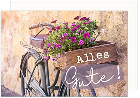 Edition Seidel Premium Geburtstagskarte mit Umschlag. Glückwunschkarte Geburtstag Billet Happy Birthday Grusskarte Mann Frau Fahrrad (G3413 SW023)