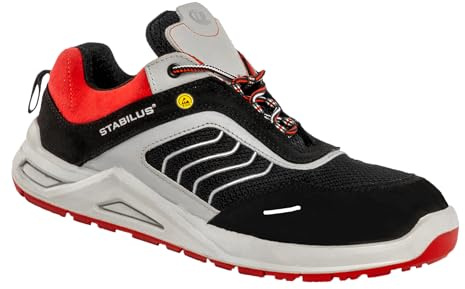 STABILUS Sicherheitsschuhe Rudi Low S1PS Herren, leicht, atmungsaktiv, rutschhemmend, stoßdämpfend, ESD, DGUV, Berufsschuhe (Schwarz-grau, EU Schuhgrößensystem, Erwachsene, Herren, Numerisch, M, 42)