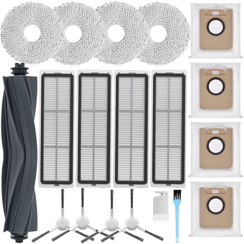 AiLomey Zubehör für Dreame L10s Ultra Saugroboteri, Ersatzteile für Xiaomi X10+ Staubsauger, 1 Hauptbürste, 4 HEPA-Filter, 4 Wischtücher, 4 Seitenbürsten, 4 Staubbeutel, 2 Reinigungsbürsten