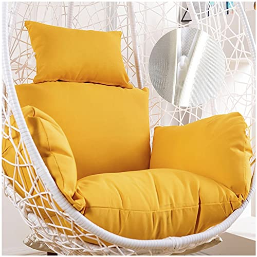 PJDDP Hängesessel Kissen, waschbar Polster Auflage für Polyrattan/Rattan Hängeschaukel, Hängekorb, Schaukel Korb, Schaukelstuhl Auflage Gartenschaukel Sitzkissen für Terrasse Hof Garten,Gelb