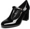 DREAM PAIRS Low Chunky Heels for Women T-Strap Mary Jane Pumps Wedding Dress Shoes DPU211,Size 5.5,Black-Pat,DPU211