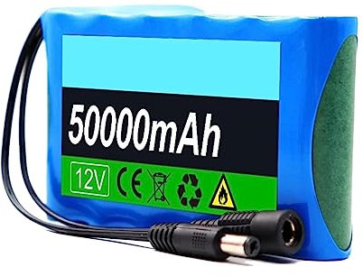 HJGHY 12V 50000Mah Lithium Battery 3S2P Rechargeable Li-ion Battery Built-in BMS with DC 12.6V Charger for Electric Devices Replacement Battery Spare Battery Pack