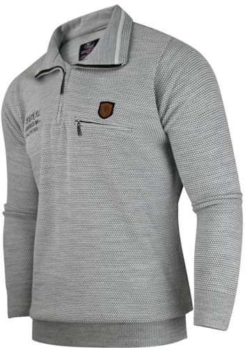 Soltice Herren Langarm Sweatshirt, Poloshirt mit Brusttasche, Polohemd mit Bund, Blousonshirts mit Kragen (M bis 3XL) (L, [M11] Grau)