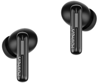 Morpheus 360 Nemesis ANC Wireless Noise Canceling Earbuds, Wind Noise Reduction, Bluetooth 5.3 Wireless Ear Buds, One Touch Media Control, Waterproof, with Recharging Case - Pure Black