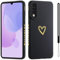 Jeelar ESONG Silikon Handyhülle für Samsung Galaxy A50/A30S/A50S Schutzhülle mit Süße Liebe Herzform für Mädchen/Frauen,UltraDünn Bumper Telefonhülle Cover mit Handschlaufe,kameraschutz Case Schwarz