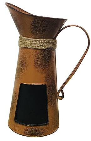 TOPBATHY Rustic Iron Ornament Milk Churn Jug Pitcher Vase Blackboard Handle Orange Dried Flower Container for Living Room Outdoor Primitive Milk Can Galvanized Coffee Pot Desktop Decor