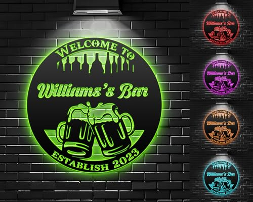 Personalisiertes Bierkrug Cheers Metallschild Mit LED Lichtern, Individuelles Bier Bar Metall Neonschild, Schild Für Bar, Kneipe, Hinterhof, Terrasse, Zuhause, LED Licht Dekor