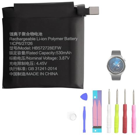 Aousavo HB572728EFW batería de repuesto compatible con Huawei Watch GT3 Pro 46 mm Smartwatch con kit de repuesto