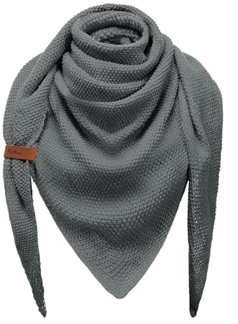 CMTOP Schal Damen Winter Dreieckstuch Große Warme Ponchos Frauen Schal Strick Dreieck Schal Weiches Einfarbig Dreieckstuch Tuch Damen(Dunkelgrau,Einheitsgröße)