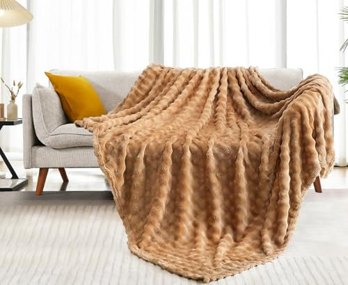 KOIUEYW Weiche Kuscheldecke Kaffeefarbe, Dicke Comfort Blanket Fleecedecke Kuschelige Decke, Soft Flausige Wohn- & Kuscheldecken Weich Wolldecken für Couch Decke für Sofa, 150 x 200 cm