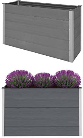 Myheimly Garten Hochbeet Pflanzkasten Blumenkasten Gemüsebeet Pflanzkübel Blumenkübel Frühbeet Gartenbeet Pflanzbeet WPC Grau Garten Hochbeet 150 x 50 x 91 cm