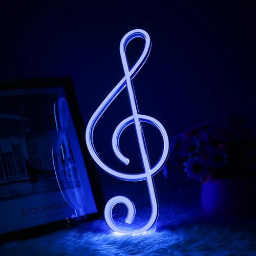 AOOTE Note de Musique au Néon, Enseigne au Néon avec Symbole Musical, Enseignes Lumineuses Néon, Néon LED Lampe Gaming, pour Décoration Murale, Mariage, Fête D'anniversaire, Bar, Boutique