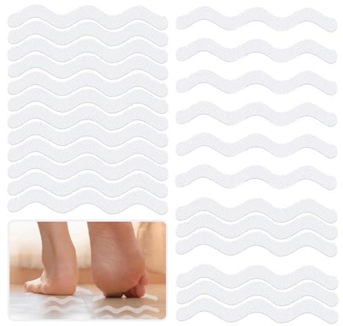 LUFFLOK 24 Pezzi Strisce Adesive, Adesivi Trasparenti Antiscivolo per Doccia, Adesivi di Sicurezza, Adesivi Antiscivolo per Vasca da Bagno, Scale, Bagno, Superfici Scivolose (24 Pezzi)