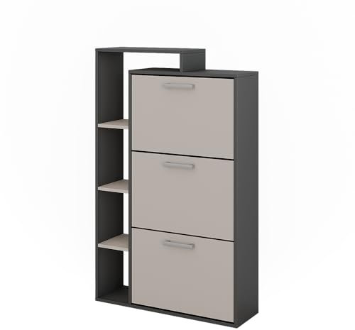 Vicco Schuhkipper Orlando, Anthrazit/Greige, 80 x 128.3 cm mit 3 Fächern