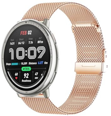 KoGiio 20mm Armband für Amazfit Active 2/Amazfit Active/Amazfit GTR Mini/Amazfit GTS 4 / Amazfit GTS 4 Mini/Amazfit Bip 3 / Amazfit Bip 3 Pro, Metall Uhrenarmband