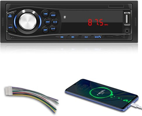 Autoradio 1 Din - Autoradio Bluetooth con Vivavoce Bluetooth, radio FM, Ingresso AUX/TF/USB, Memoria di Spegnimento