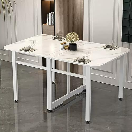 Table de salle à manger et console scandinave extensible Blanc 120 x 80 cm Design gain de place Idéal pour les petites maisons et appartements
