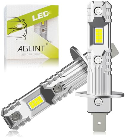 AGLINT Bombillas H1 LED Sin Polaridad Super Brillante 1:1 Mini Diseño Lámpara Coche H1 LED Faros Luz Alta y Luz Baja Sustitución Halógena Plug and Play 6500K Blanco