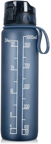 FULDENT Sports Water Bottle 1L Leakproof Design Water Bottle, BPA Free Tritan Plastic Drinking Bottle for Teenager, Adult, Sports, Hiking, Gym, Fitness, Outdoor, Cycling, School & Office