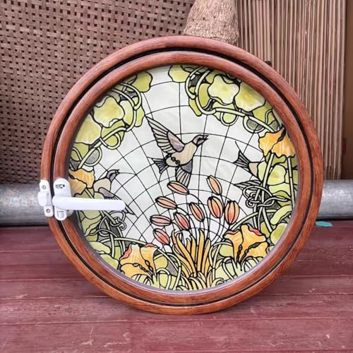 ZXFDMSWJ Ventana Redonda de Vidrio Decorativa, giratoria 360°, Estilo Retro, para Interiores, con Ojos de Buey Integrados, Ideal para sótanos y garajes (130 cm/51,18)