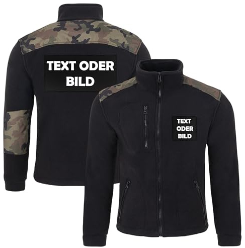 Fleecejacke Herren personalisiert, Arbeitsjacke mit Logo, Firmennamen | Jacke selbst gestalten mit eigenem Foto, Wunschtext & Beschriftung – Aufdruck vorne & hinten | Dickes, antipilling Fleece
