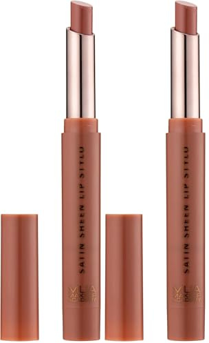 MUA Satin Sheen Lip Stylo Lipstick, Heartfelt (Pack of 2) | Medium Brown Nude, Hydrating Satin Finish, Highly Pigmented, Vegan & Cruelty Free