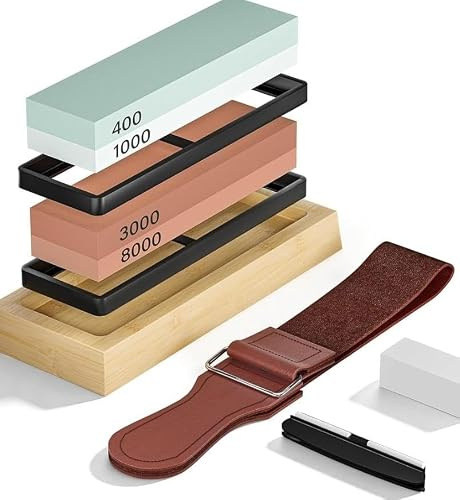 Dayacoco Sharpening Stone Kit 400/1000/3000/8000 with Non-Slip Base