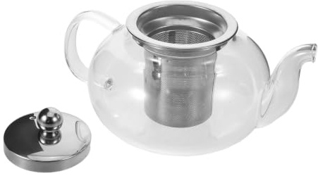 Teiera in Vetro con Infusore 600ml e Filtro in Acciaio Inox