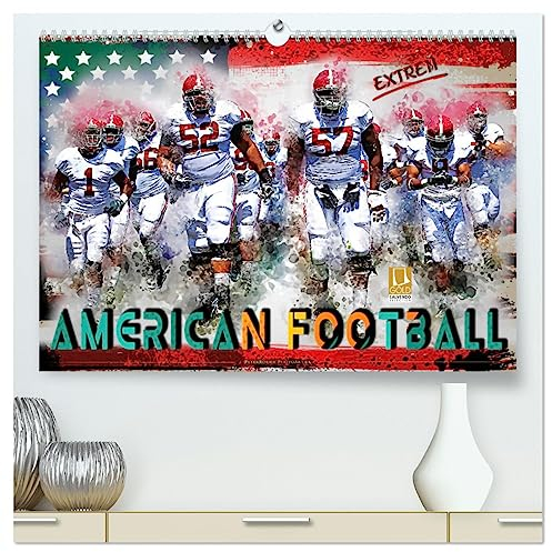 American Football extrem (hochwertiger Premium Wandkalender 2025 DIN A2 quer), Kunstdruck in Hochglanz