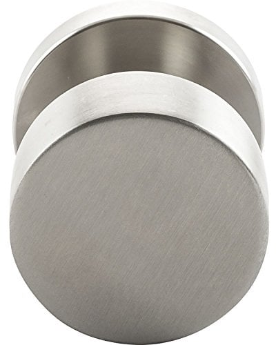 Türknopf Flachform, ø 50, 5 mm - auf Rosette, Anschraublöcher, Edelstahl matt