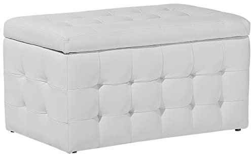 Hocker mit Stauraum Deckel Kunstleder weiß Bettbank Truhe Modern Michigan