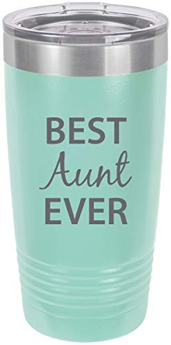 Best Aunt Ever Stainless Steel Engraved Insulated Tumbler 20 Oz Travel Coffee Mug, Teal
