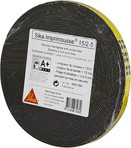 SIKA - Komprimiertes Dichtungsband – SIKA Imprimousse 15/2-5 mm – 10 m | Für Fenster und Schreinereien, einfache und schnelle Anbringung, Schall- und Wärmedämmung, Antivibrationseffekt