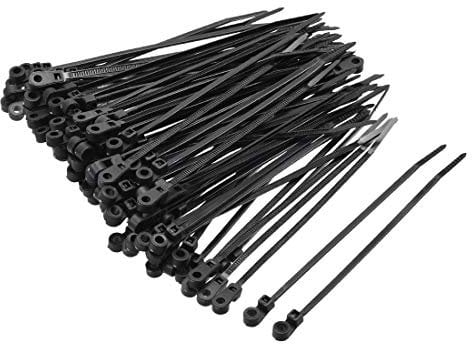 sourcing map Mount Head Cable Zip Ties 4 Inch Screw Hole Nylon Wire Strap Black 100pcs