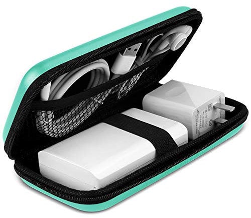 iMangoo Stoßfester Reise-Organizer, Ladegerät, platzsparend, kleiner Reißverschluss, Elektronikzubehör, Tasche, Tech-Kabel, Adapter, Powerbank, Aufbewahrung für Damen und Herren, 16,5 x 8,1 x 2,5 cm