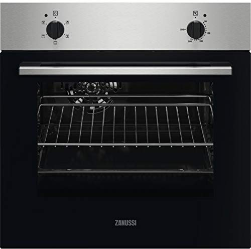 Zanussi ZOHNC0X1 Horno Multifunción, 4 funciones, Mandos fijos, Antihuellas, 2 niveles de cocción, Ventilador tangencial, Puerta fácil limpieza, Inox, 53 Litros [Clase de eficiencia energética A]