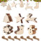 60 Piezas Colgantes de Madera Navidad, Adornos de Navidad Madera con Cuerda Yute, Árbol Cabeza Redonda, Alce, Copo de Nieve, Estrella Cinco Puntas, Calcetines, Muñeco Nieve, para Decoración Navideña