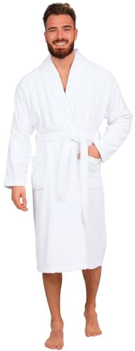 Adore Home Mens 100% Cotton Terry Shawl Collar Bathrobe | Soft Absorbent Towelling Dressing Gown with Tie Belt and Deep Pockets - Ideal After Bathing, Showering or Relaxing at Home