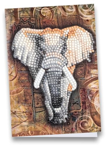 Ideen mit Herz Diamond-Painting-Grußkarte | Din B6 (11,5 x 16,5 cm) | 370 g/m² | inkl. Umschlag & Werkzeug (Elefant)