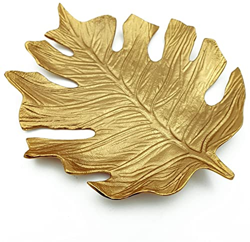 matrasa Dekoschale Leaf Gold - Schale in Blattform - Dekoblatt Blatt Aluguss 34x33cm Variante 1