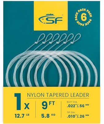 SF Vorgebundene Schlaufe zum Fliegenfischen Tapered Vorfach Nylon (6 Packungen) 9FT 1X