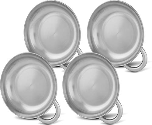 normani Outdoor Sports 18/8 Edelstahlteller Outdoor-Schale mit Griff - 18 x 5 cm - 1 Liter Fassungsvermögen, Rostfrei, 1er 2er oder 4er Set Farbe 4 Personen