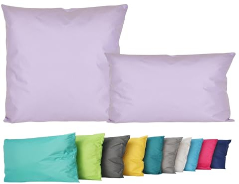 JACK 2er Set Outdoor Lounge Kissen Set 45x45cm + 30x50cm Dekokissen Inkl. Füllung Wasserfest Sitzkissen Garten Lotus Effekt, Farbe:Flieder