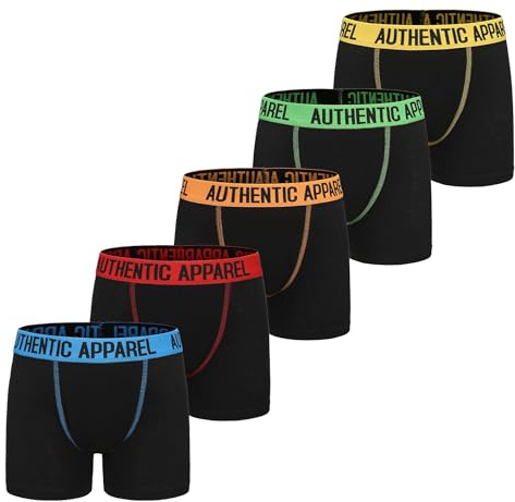 The Essentials Wardrobe Boys FCO 5 Pack Boxer - 8/9 YRS - Black